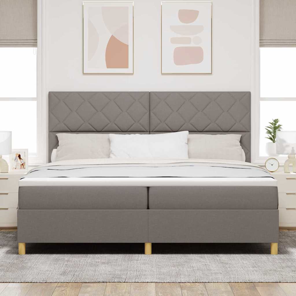 Lit à ressorts avec matelas Taupe 200 x 200 cm tissu - XIOS
