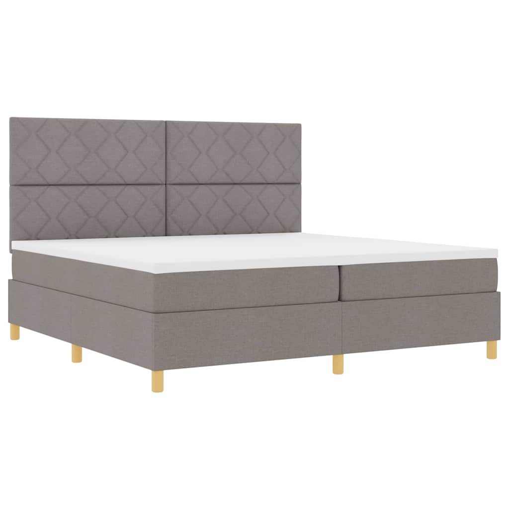 Lit à ressorts avec matelas Taupe 200 x 200 cm tissu - XIOS
