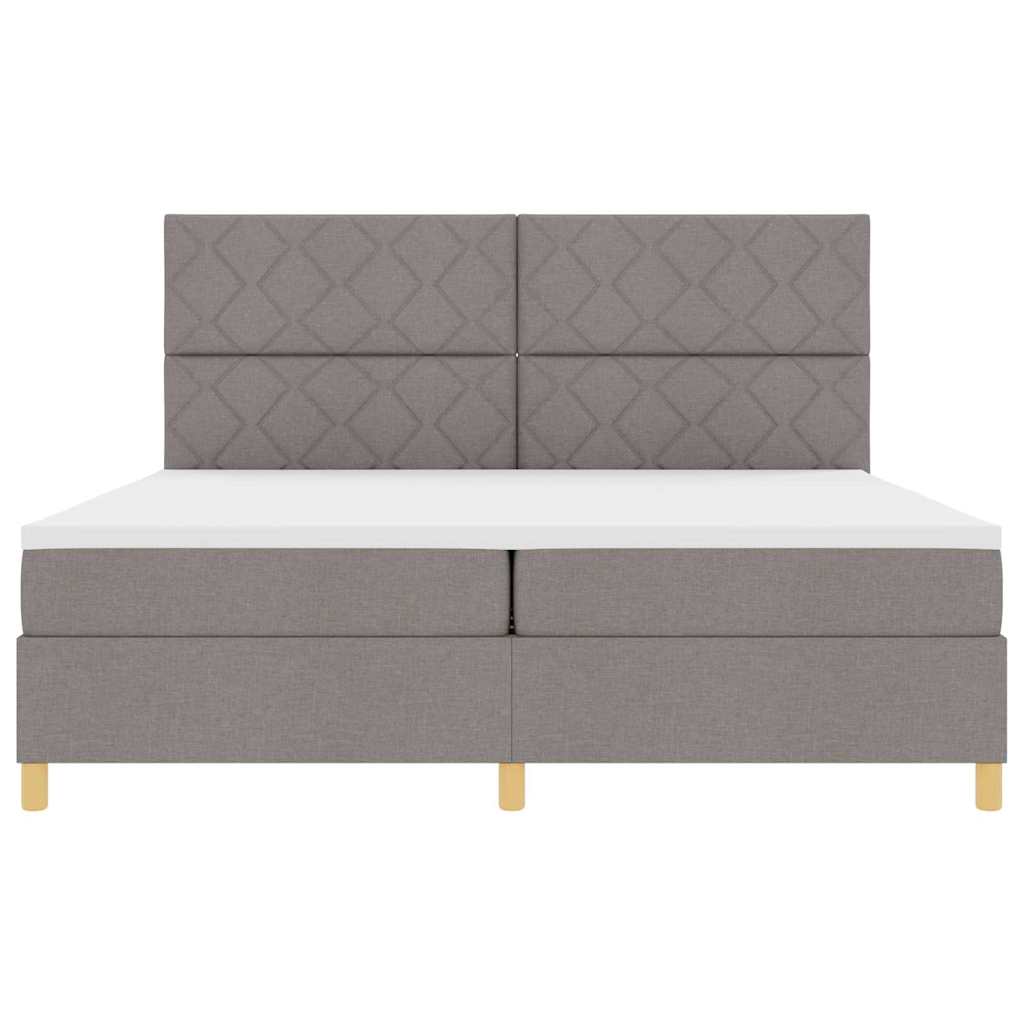 Lit à ressorts avec matelas Taupe 200 x 200 cm tissu - XIOS