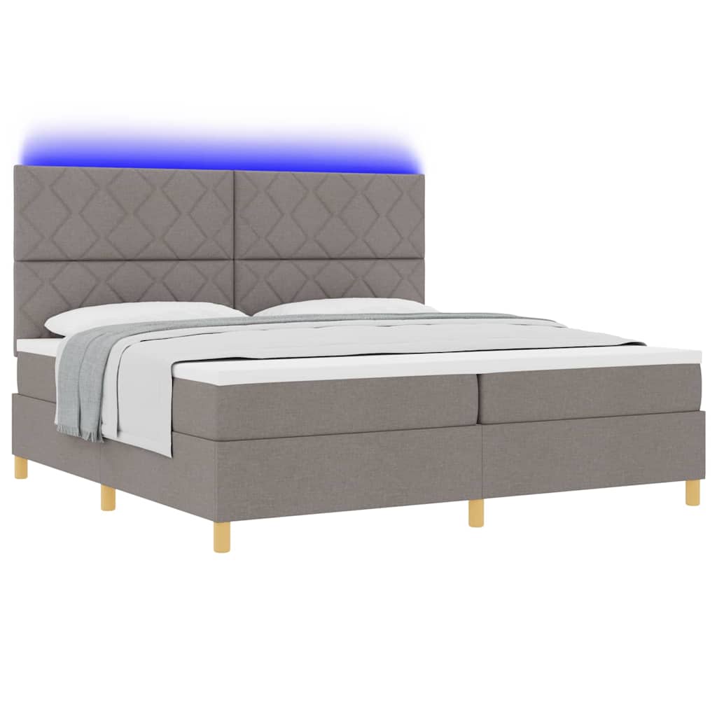 Lit à ressorts avec matelas Taupe 200 x 200 cm tissu - XIOS