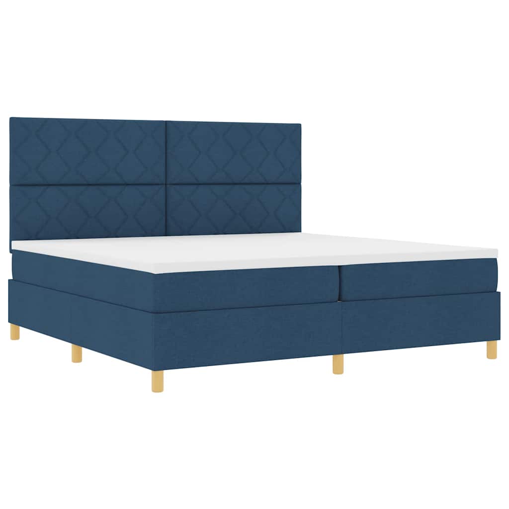 Lit à ressorts avec matelas Bleu 200 x 200 cm tissu - XIOS