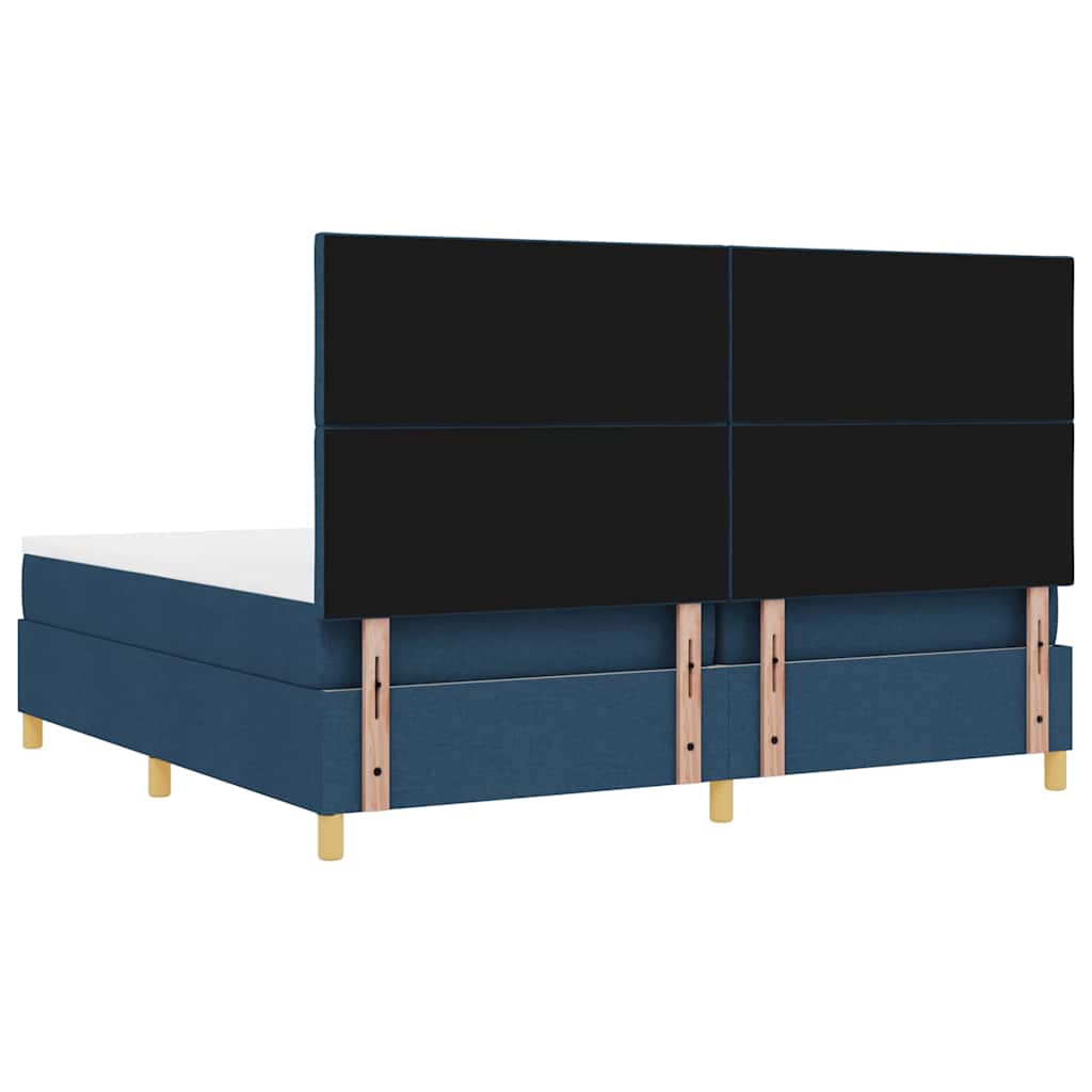 Lit à ressorts avec matelas Bleu 200 x 200 cm tissu - XIOS