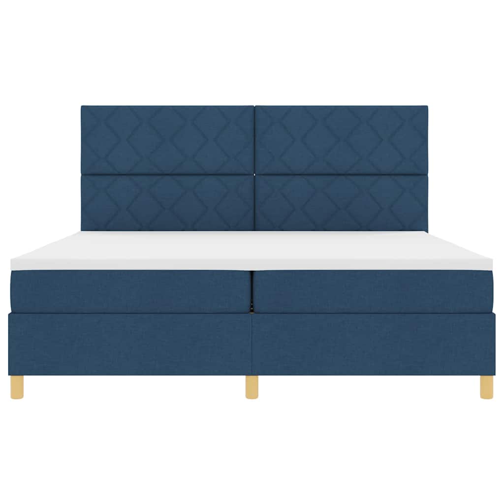 Lit à ressorts avec matelas Bleu 200 x 200 cm tissu - XIOS