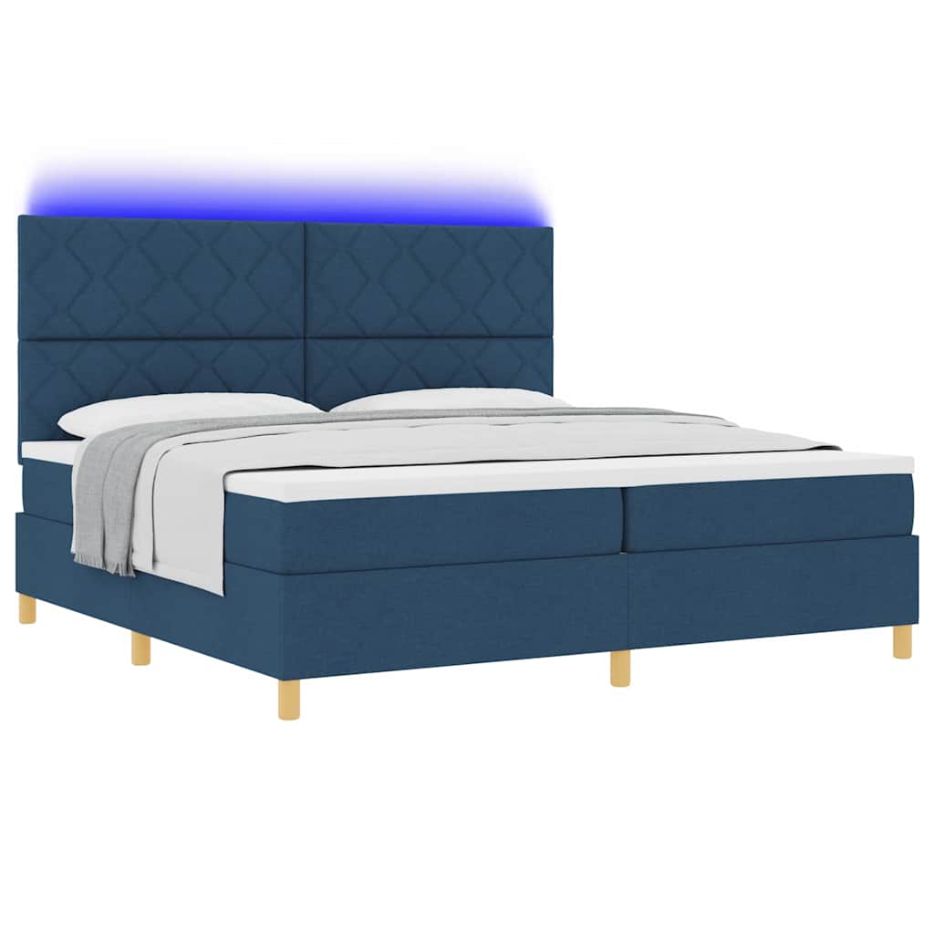 Lit à ressorts avec matelas Bleu 200 x 200 cm tissu - XIOS
