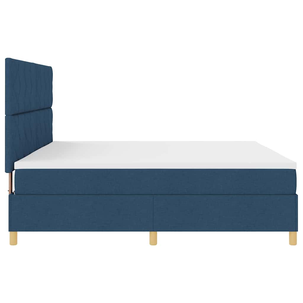 Lit à ressorts avec matelas Bleu 200 x 200 cm tissu - XIOS