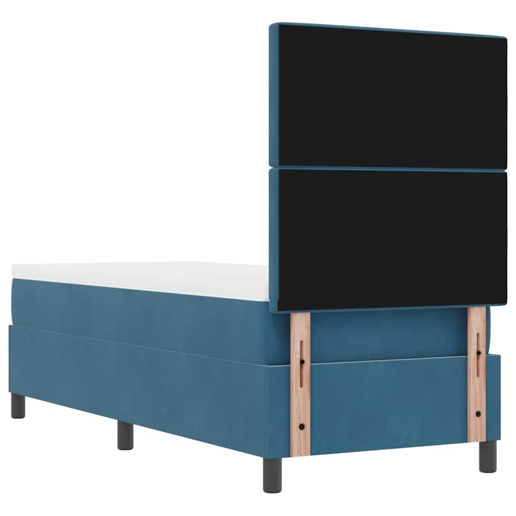 Lit à ressort LED avec matelas Bleu foncé 80 x 200 cm Velours