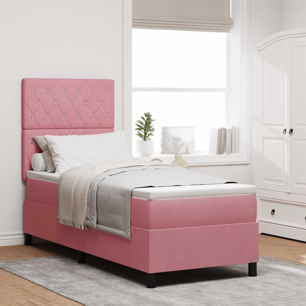 Lit à ressort LED avec matelas Rose 80 x 200 cm Velours