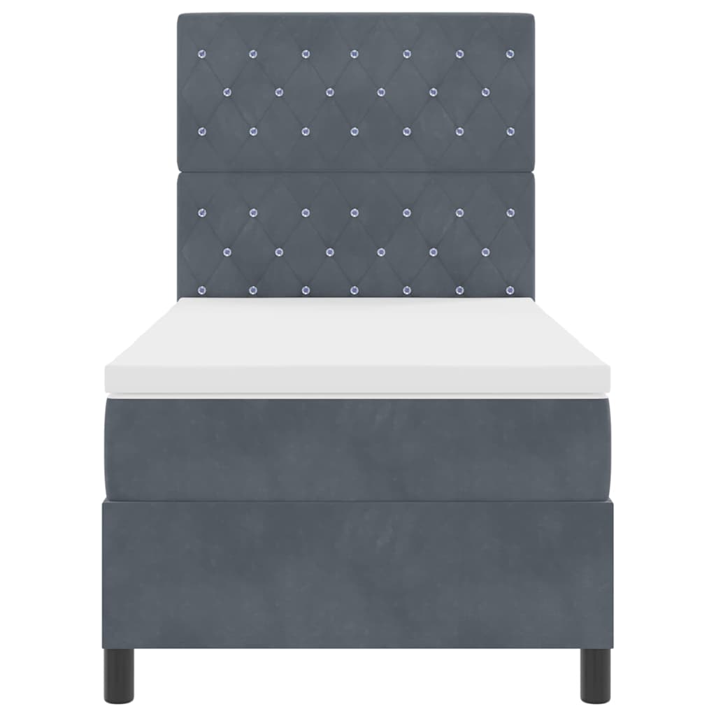 Lit à ressort LED avec matelas Gris foncé 90 x 190 cm Velours