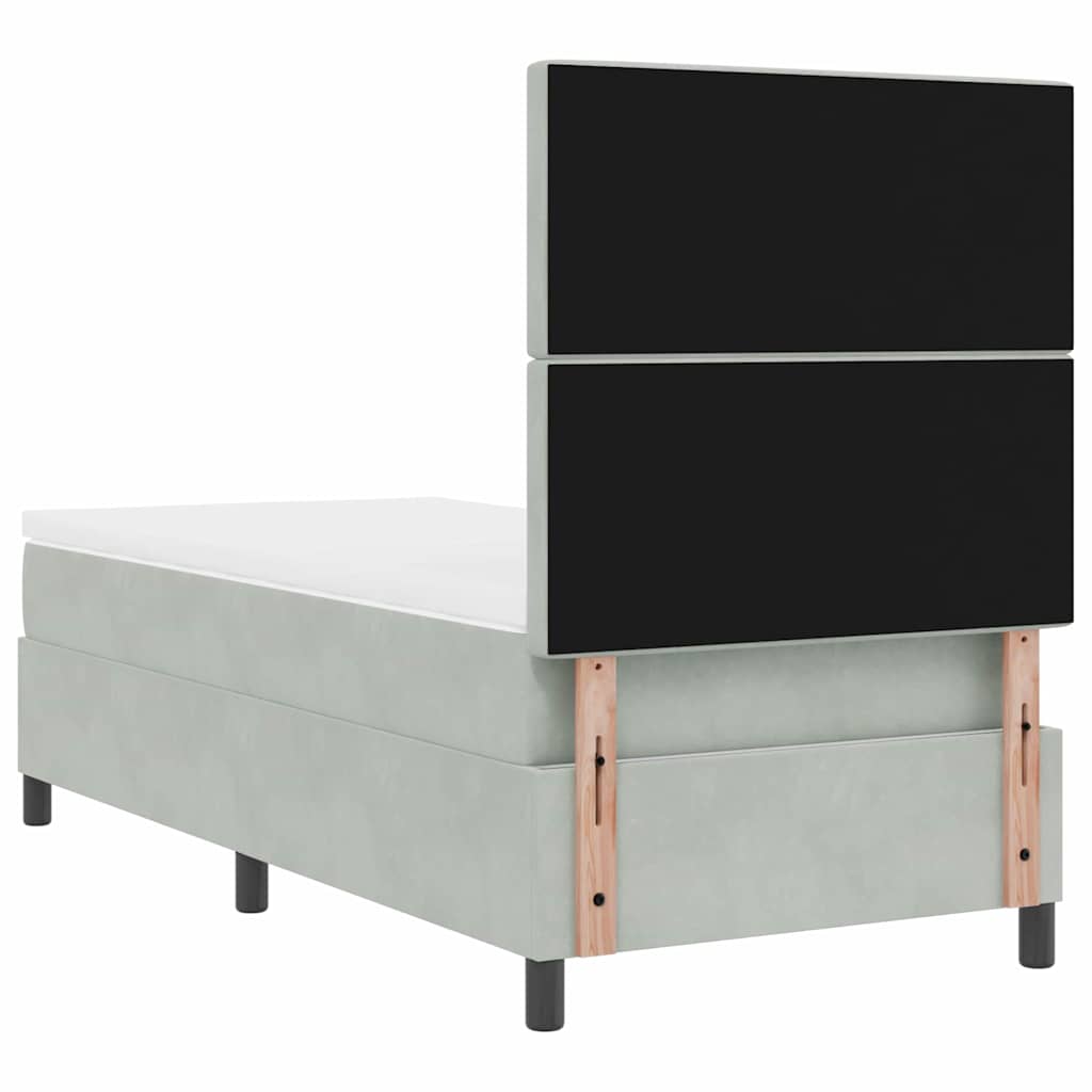 Lit à ressort LED avec matelas Gris clair 90 x 200 cm Velours