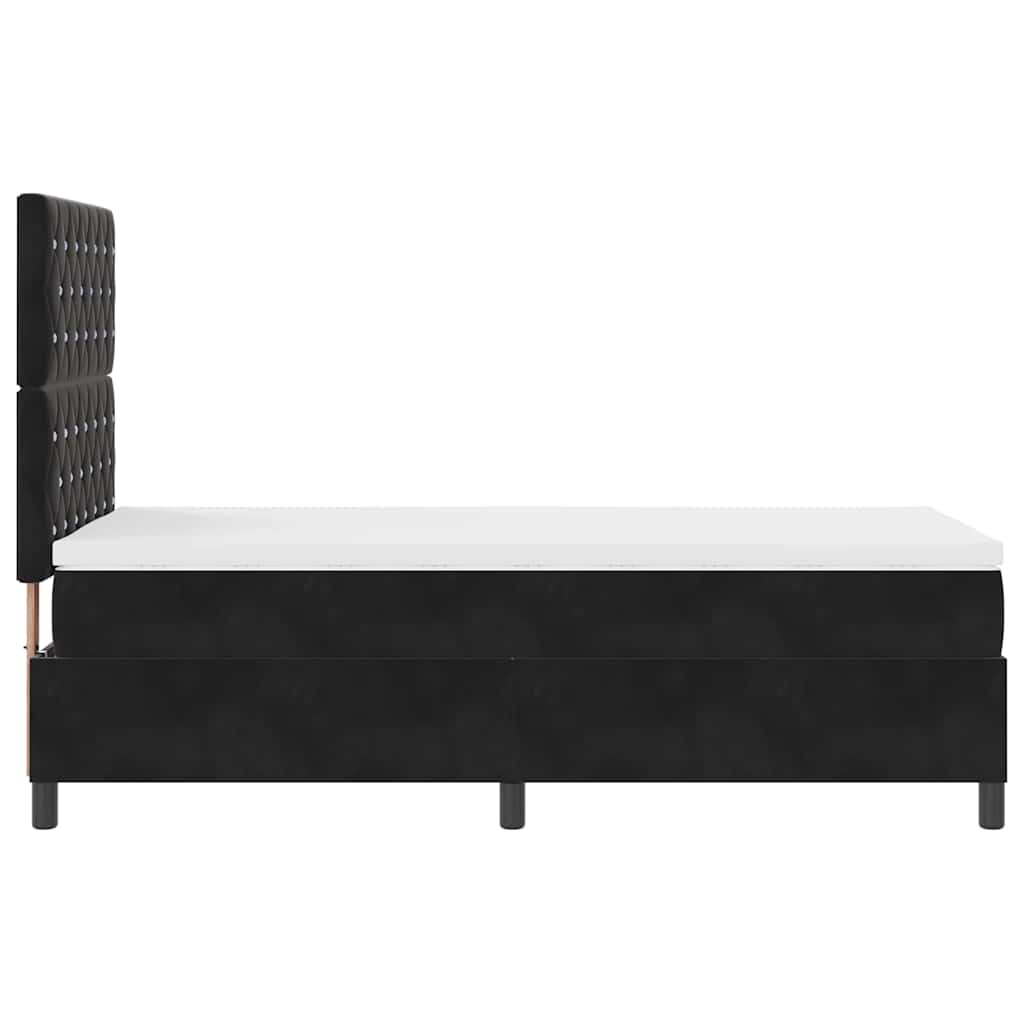 Lit à ressort LED avec matelas Noir 100 x 200 cm Velours