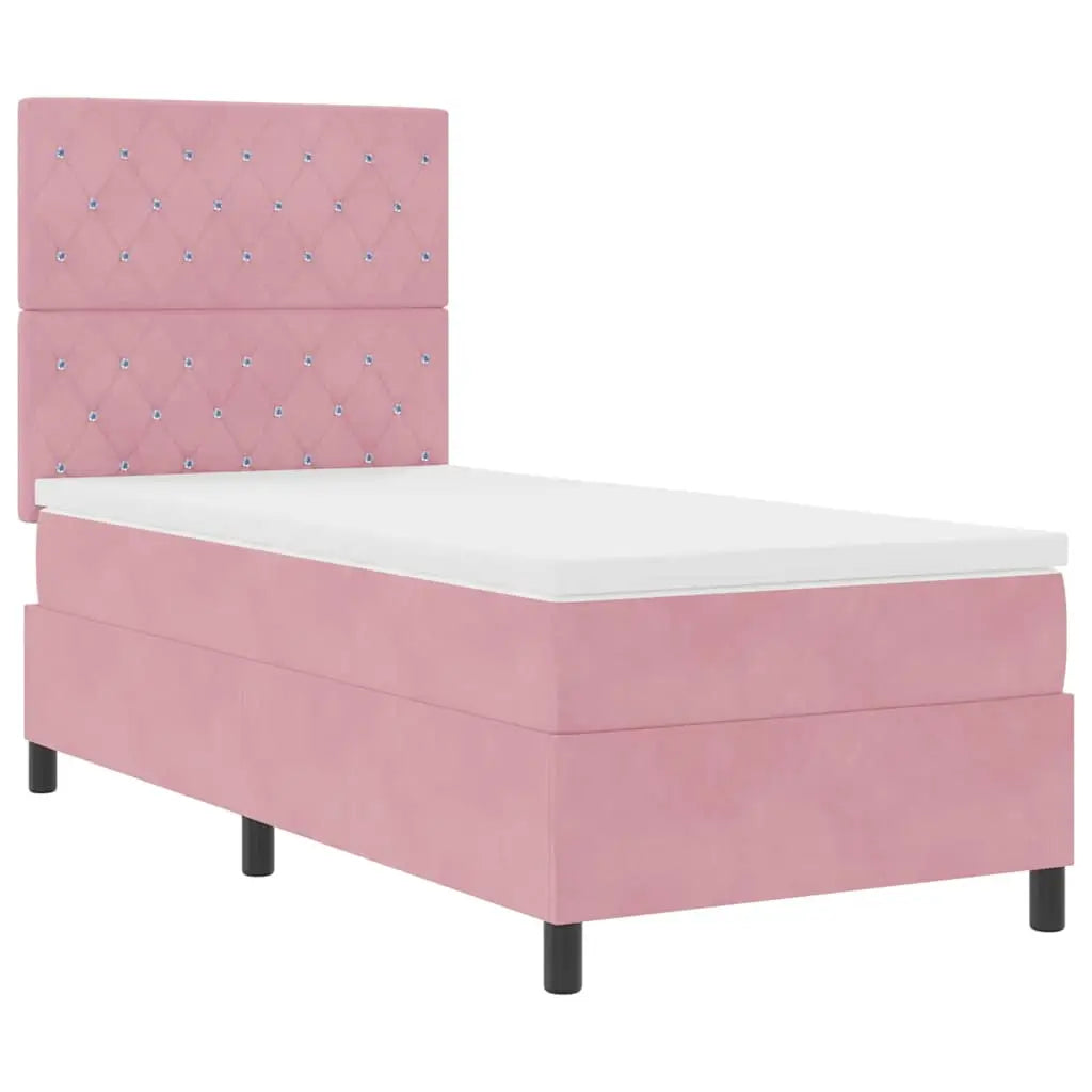 Lit à ressort LED avec matelas Rose 100 x 200 cm Velours - XIOS