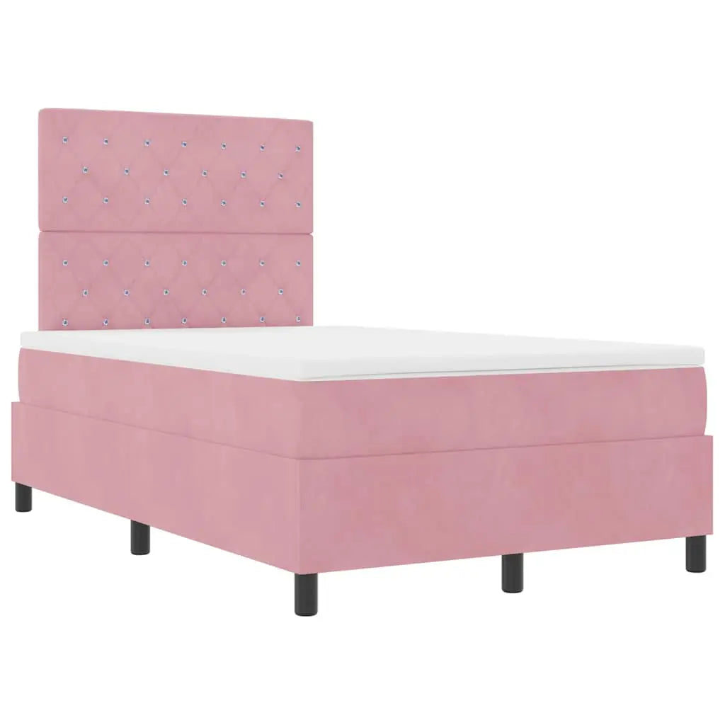 Lit à ressort LED avec matelas Rose 120 x 200 cm Velours - XIOS