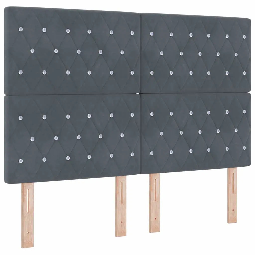 Lit à ressort LED avec matelas Gris foncé 140 x 190 cm Velours - XIOS