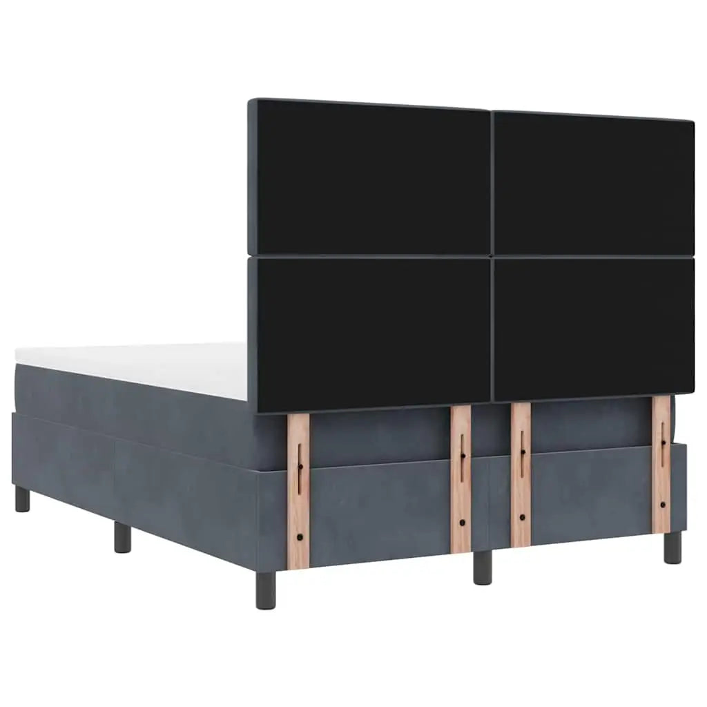 Lit à ressort LED avec matelas Gris foncé 140 x 190 cm Velours - XIOS