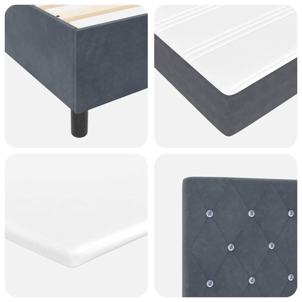 Lit à ressorts avec matelas Gris foncé 160 x 200 cm Velours - XIOS