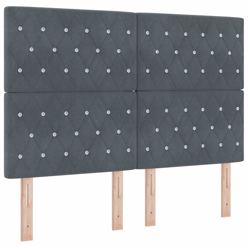 Lit à ressorts avec matelas Gris foncé 160 x 200 cm Velours - XIOS