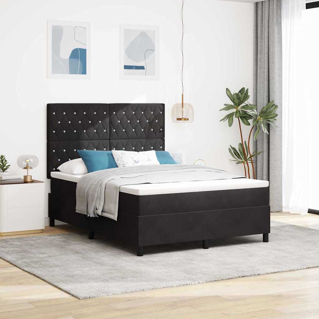 Lit à ressorts avec matelas Noir 160 x 200 cm Velours - XIOS