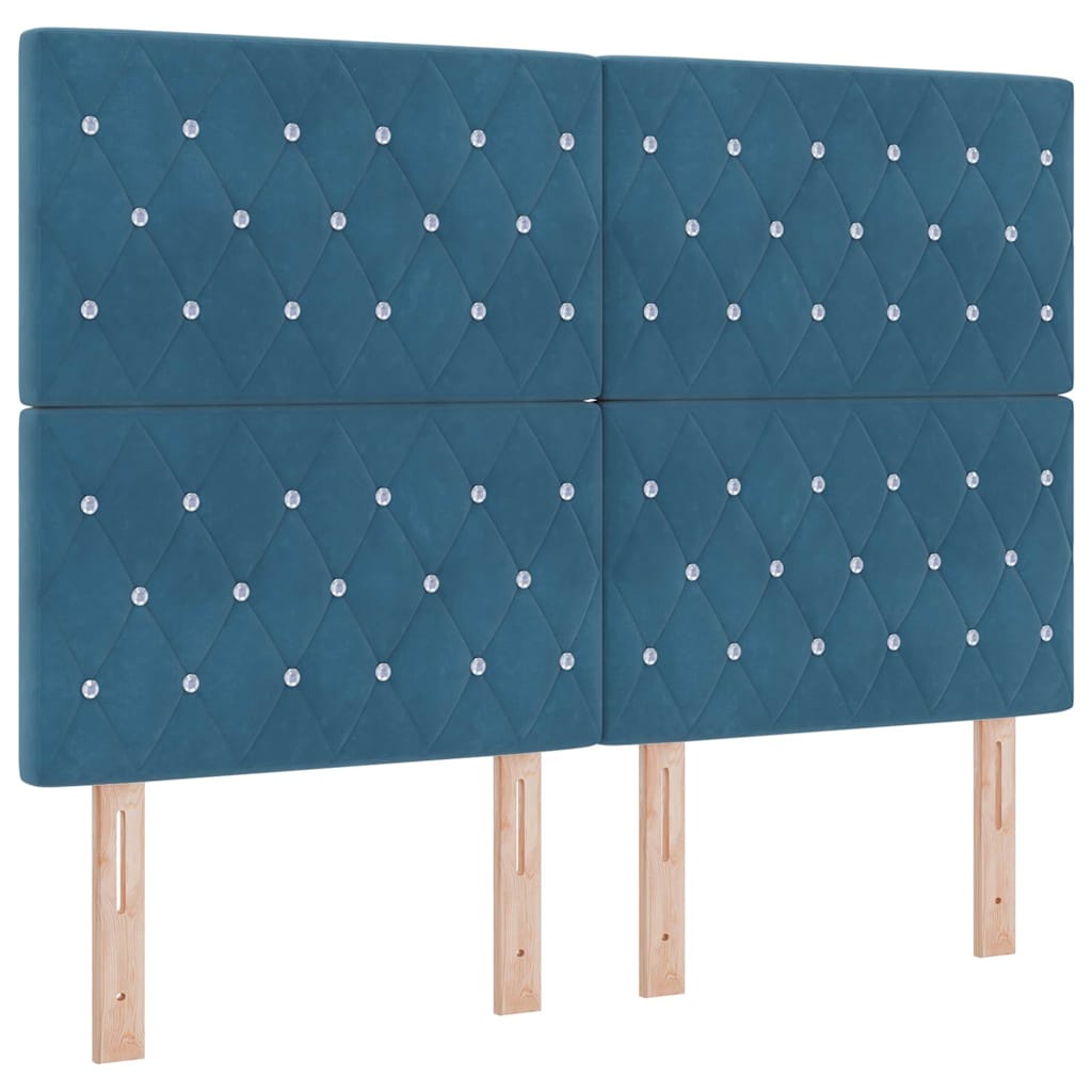 Lit à ressorts avec matelas Bleu foncé 160 x 200 cm Velours - XIOS