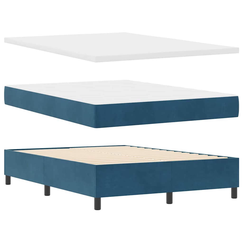 Lit à ressorts avec matelas Bleu foncé 160 x 200 cm Velours - XIOS
