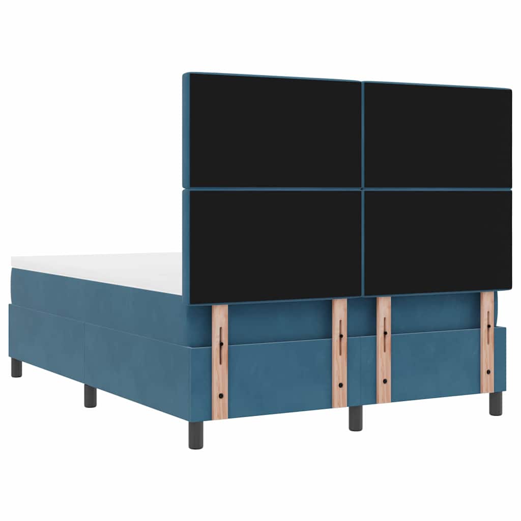 Lit à ressorts avec matelas Bleu foncé 160 x 200 cm Velours - XIOS