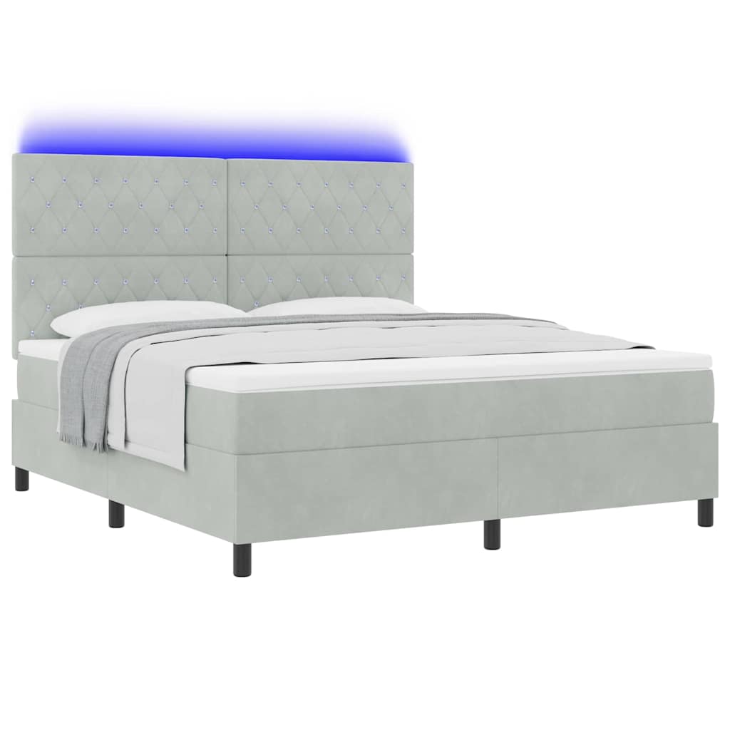Lit à ressorts avec matelas Gris clair 180 x 200 cm Velours - XIOS