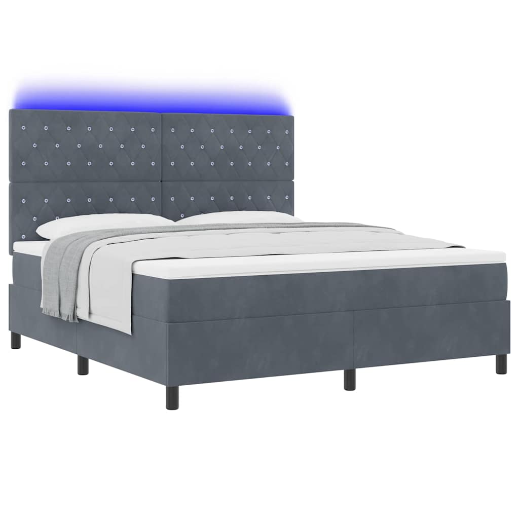 Lit à ressorts avec matelas Gris foncé 180 x 200 cm Velours - XIOS