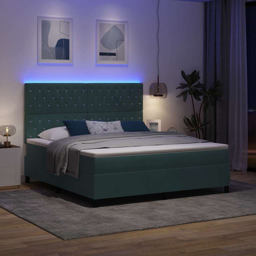 Lit à ressorts avec matelas Vert foncé 180 x 200 cm Velours - XIOS