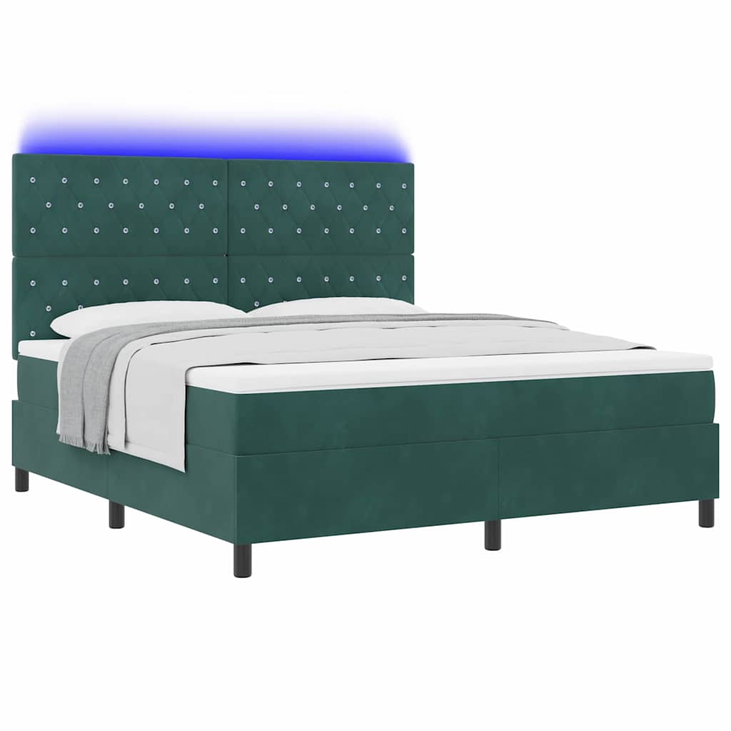 Lit à ressorts avec matelas Vert foncé 180 x 200 cm Velours - XIOS
