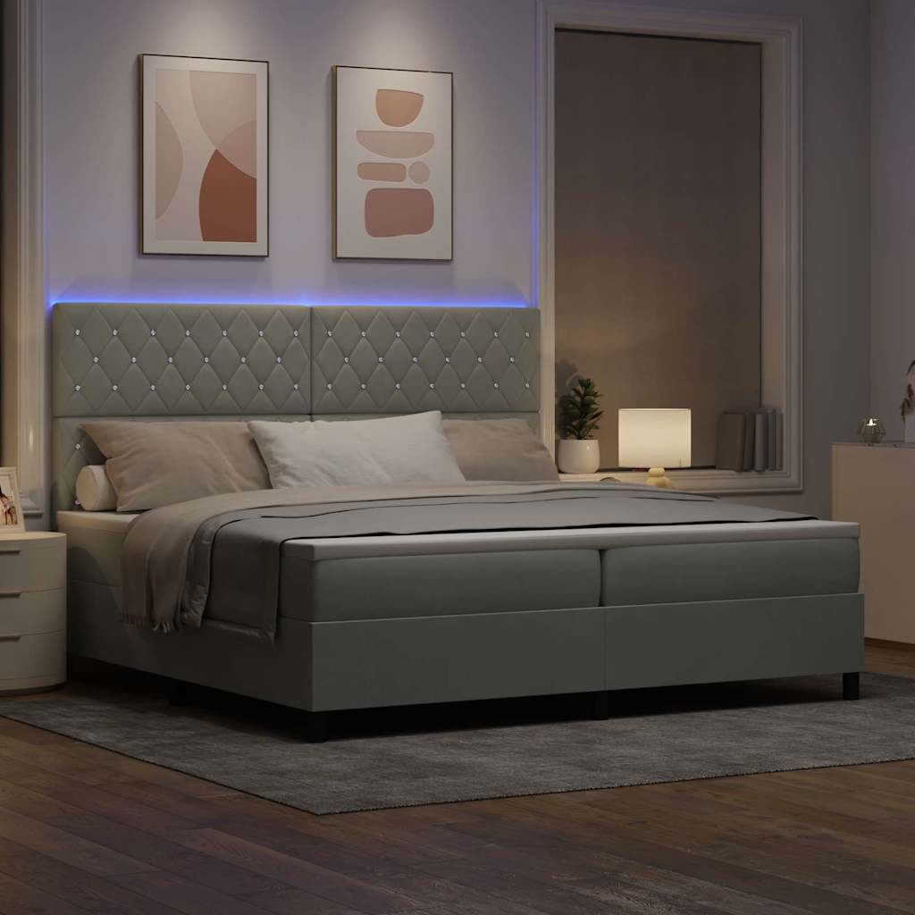 Lit à ressorts avec matelas Gris clair 200 x 200 cm Velours - XIOS