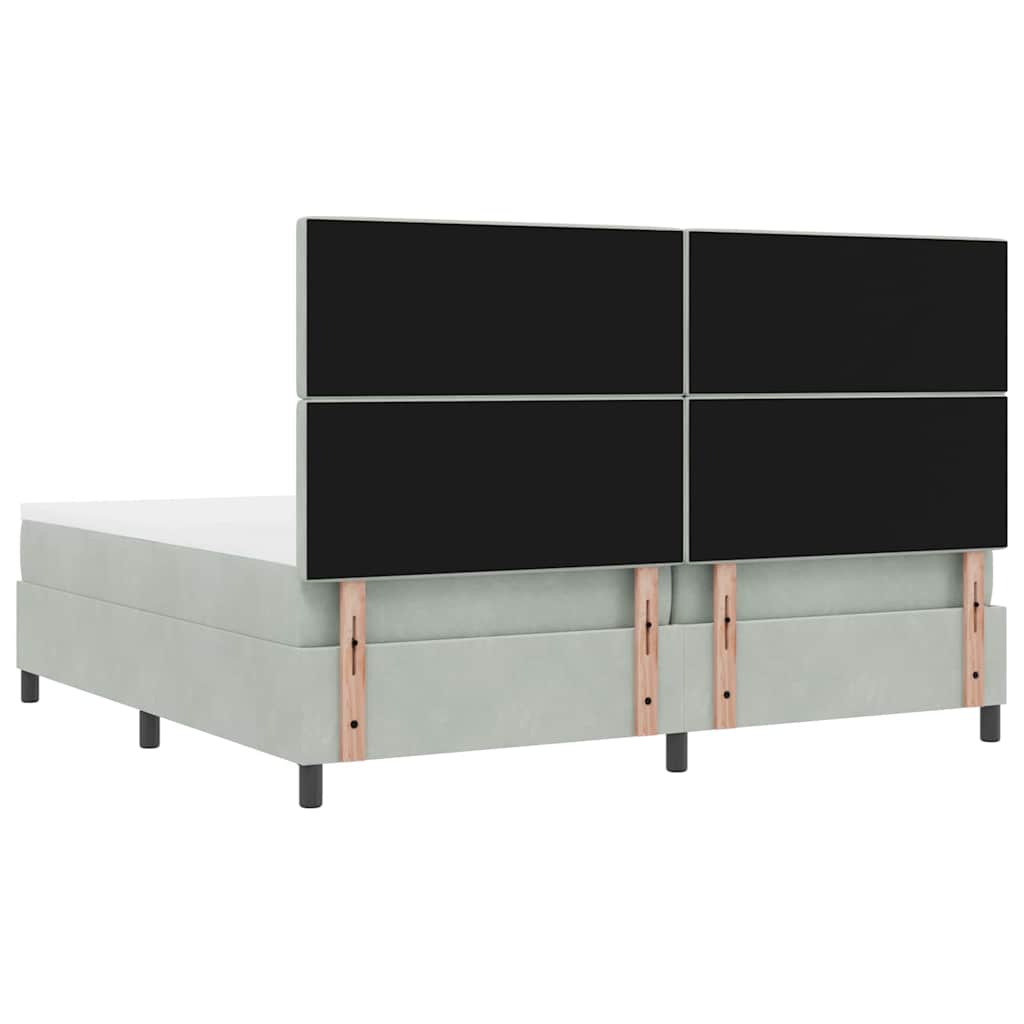 Lit à ressorts avec matelas Gris clair 200 x 200 cm Velours - XIOS