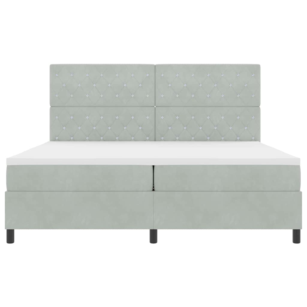 Lit à ressorts avec matelas Gris clair 200 x 200 cm Velours - XIOS