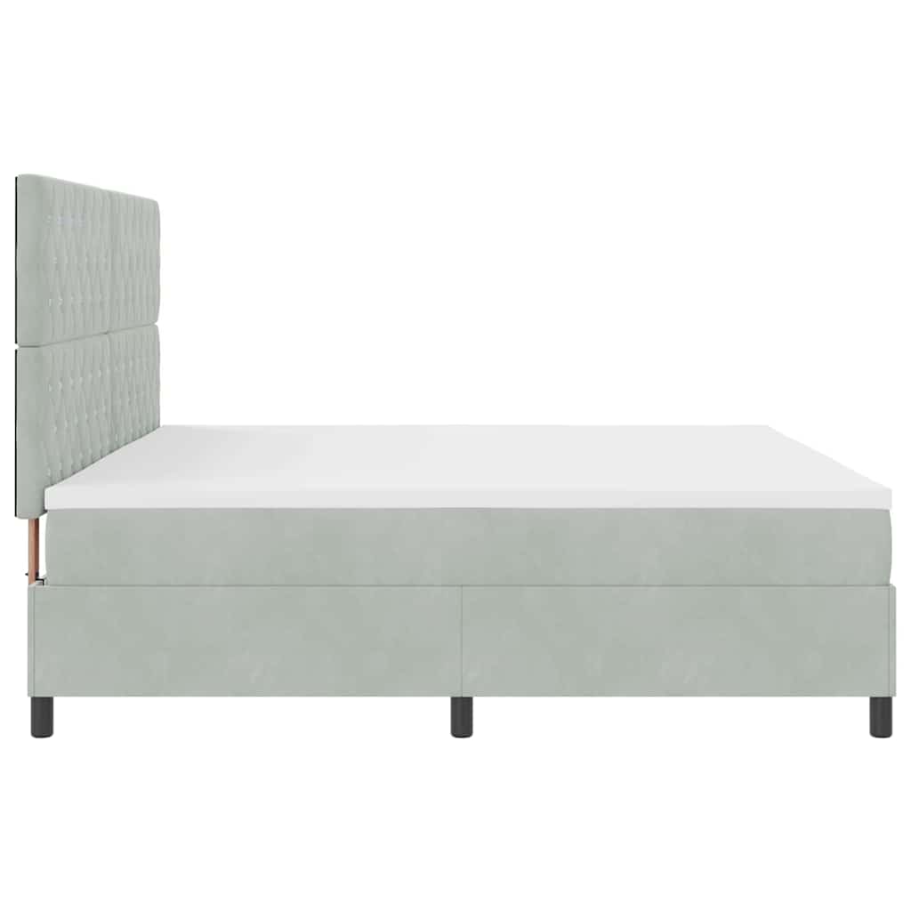 Lit à ressorts avec matelas Gris clair 200 x 200 cm Velours - XIOS