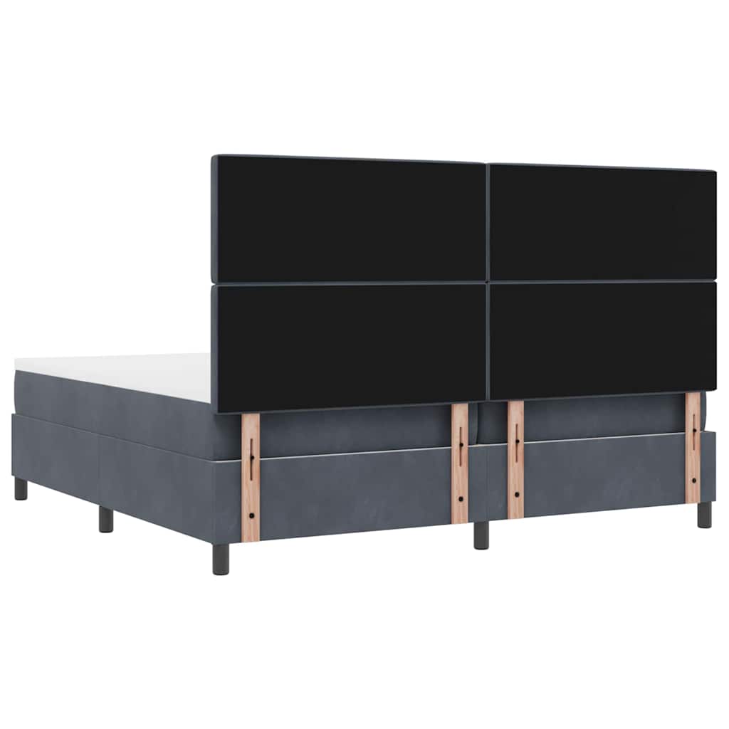 Lit à ressorts avec matelas Gris foncé 200 x 200 cm Velours - XIOS