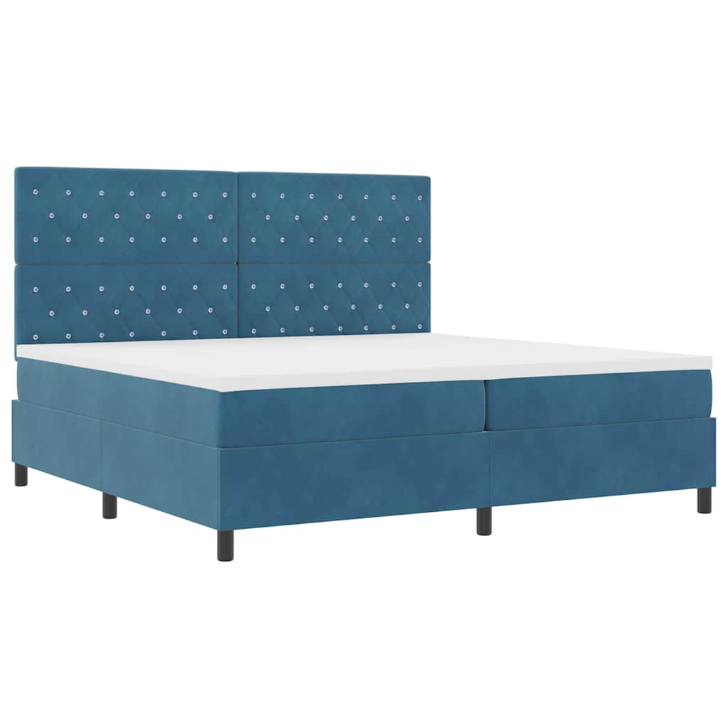 Lit à ressorts avec matelas Bleu foncé 200 x 200 cm Velours - XIOS