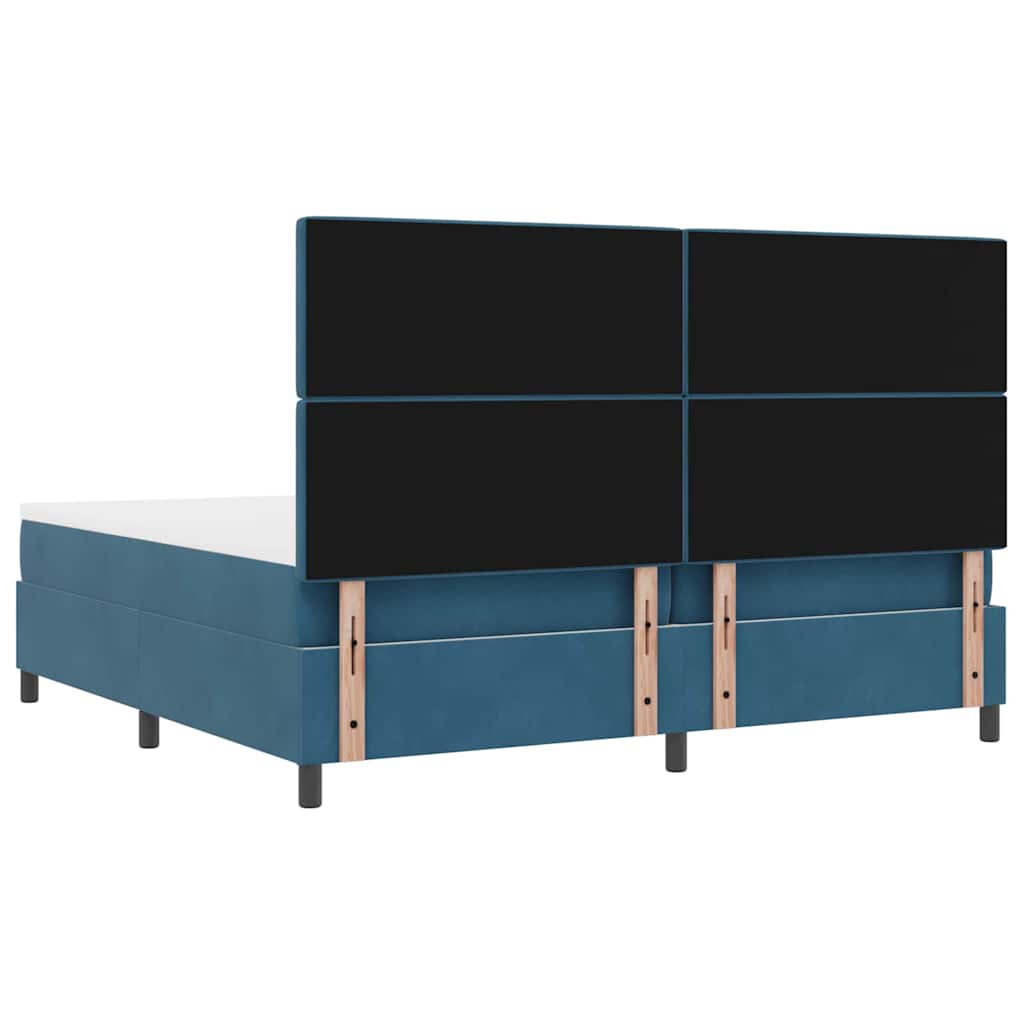 Lit à ressorts avec matelas Bleu foncé 200 x 200 cm Velours - XIOS