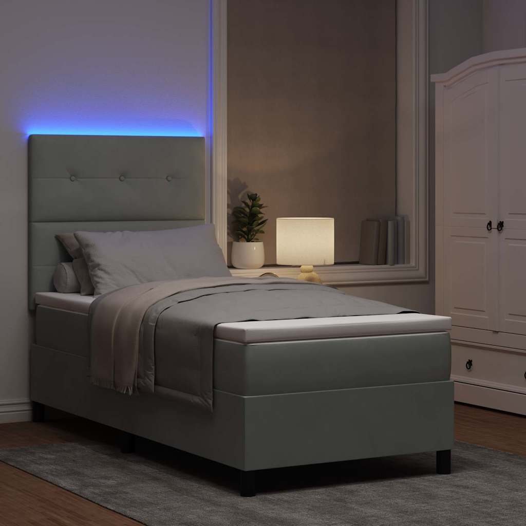 Lit à ressort LED Gris clair 80 x 200 cm Velours - XIOS