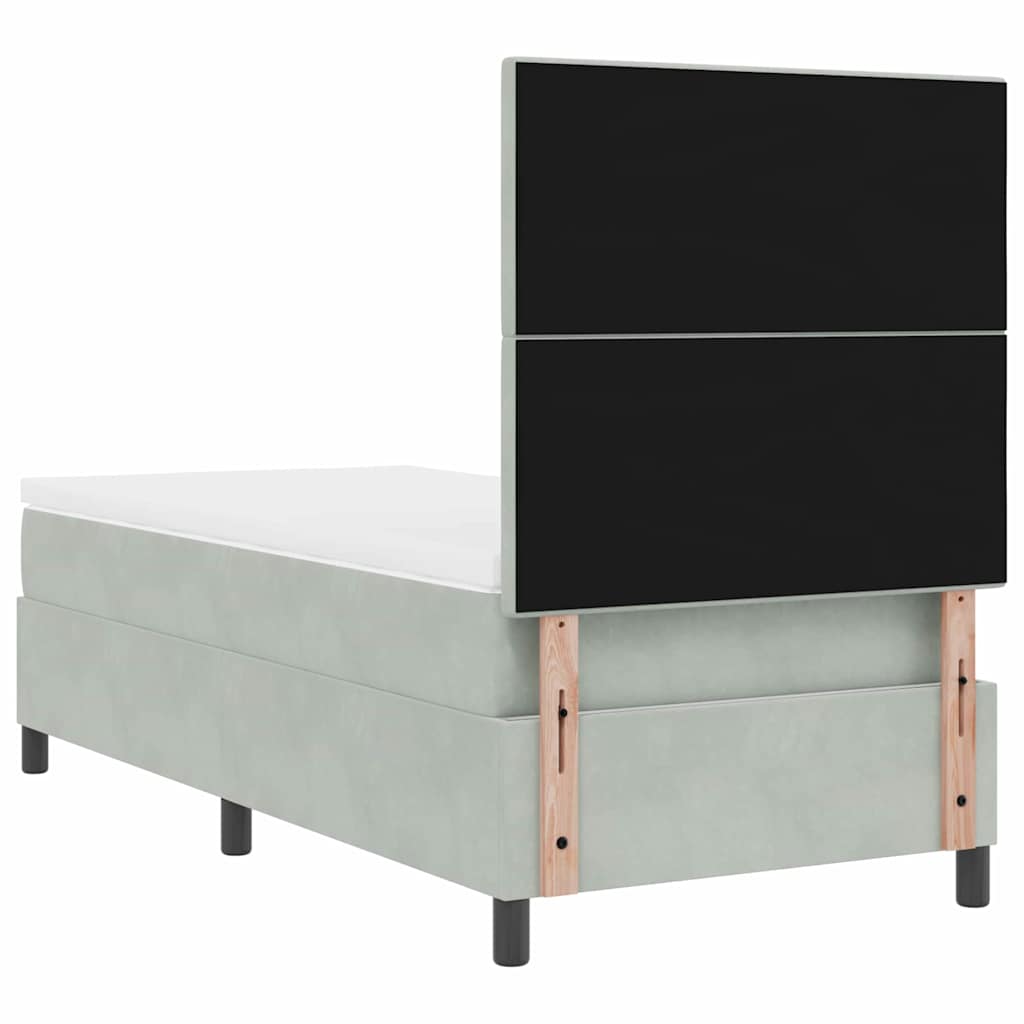 Lit à ressort LED Gris clair 90 x 190 cm Velours - XIOS