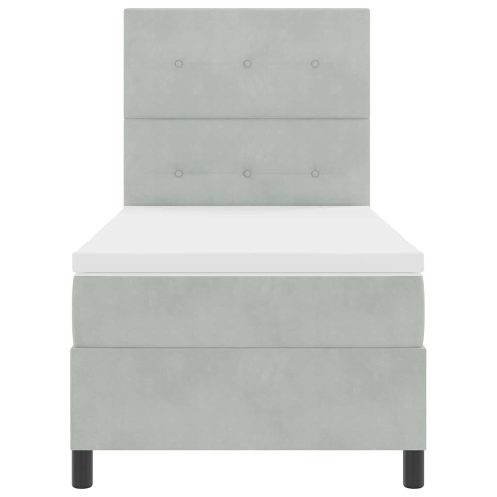 Lit à ressort LED Gris clair 90 x 190 cm Velours - XIOS