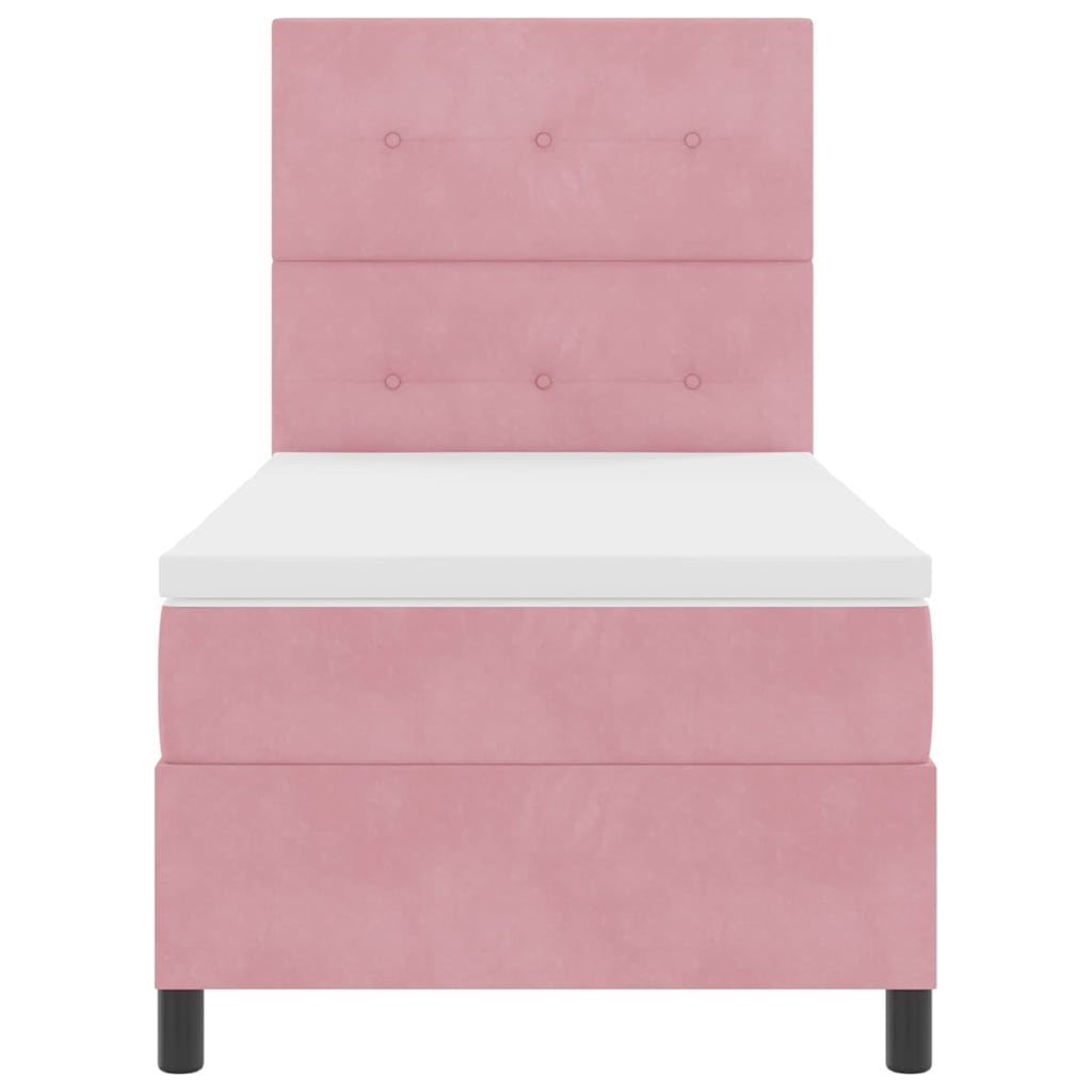 Lit à ressort LED avec tête de lit Rose 90 x 190 cm Velours
