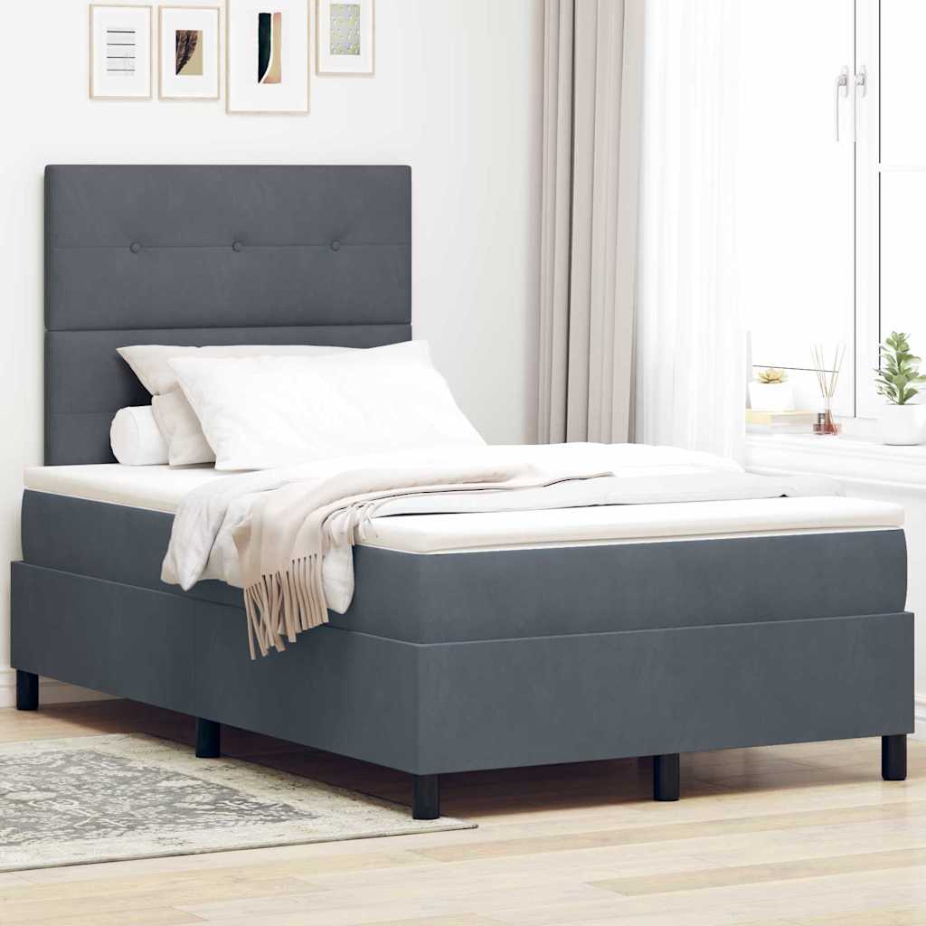 Lit à ressort LED Gris foncé 120 x 190 cm Velours - XIOS