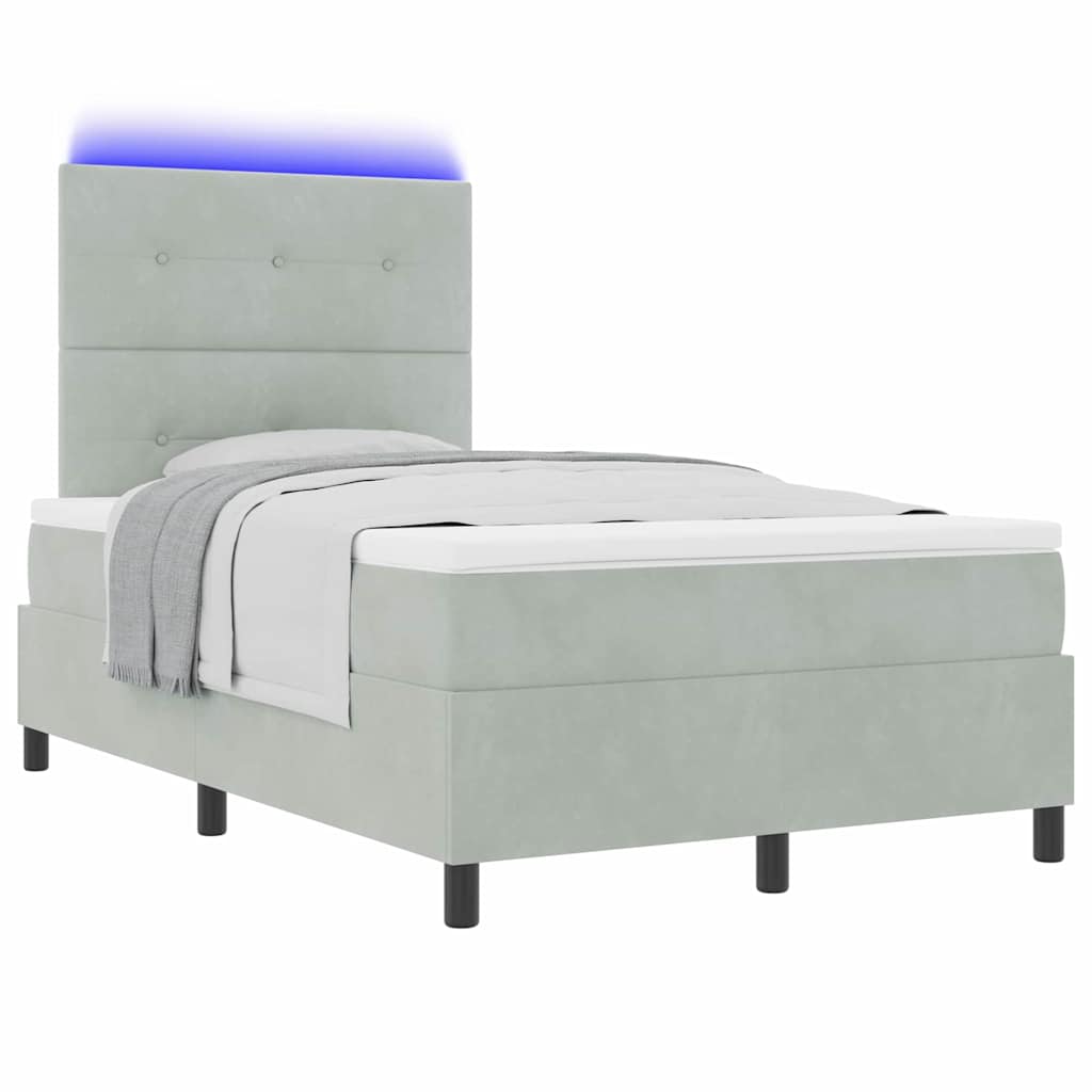Lit à ressort LED Gris clair 120 x 200 cm Velours - XIOS