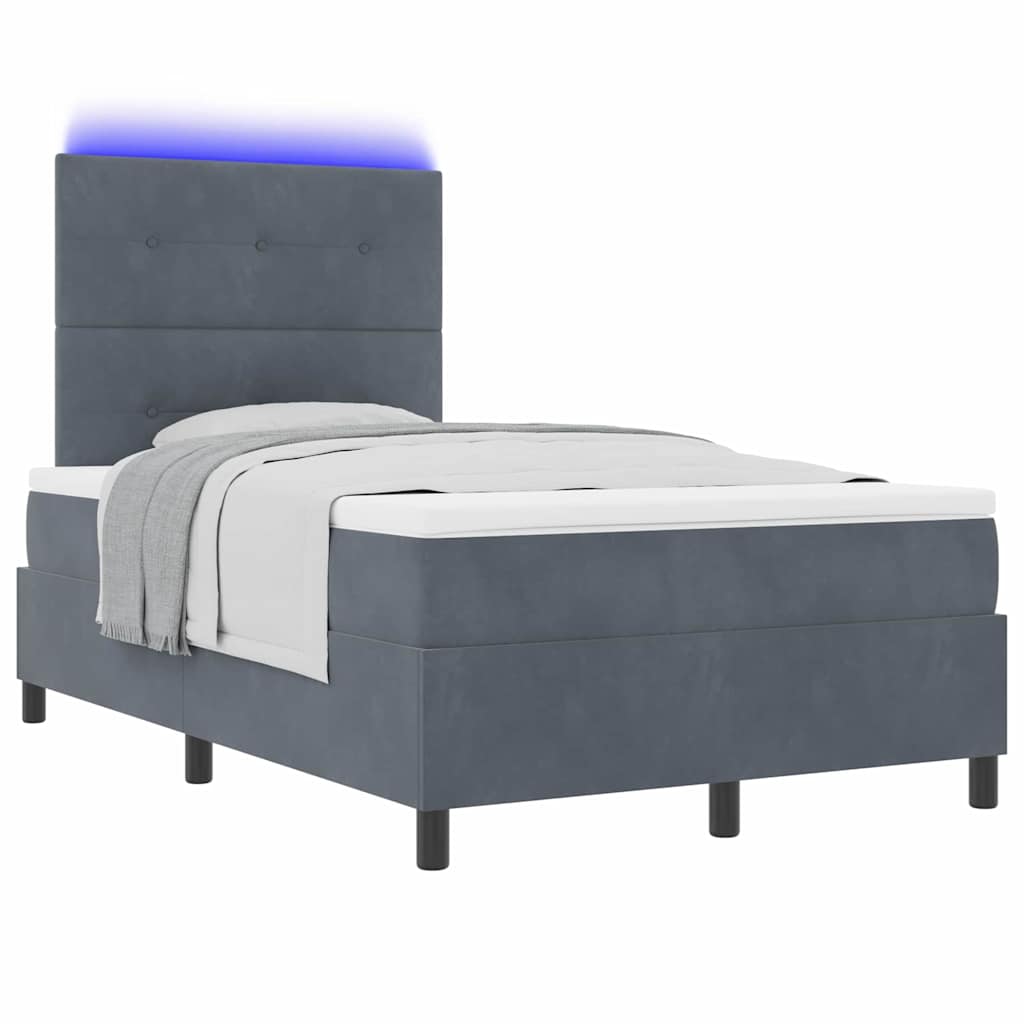 Lit à ressort LED Gris foncé 120 x 200 cm Velours - XIOS
