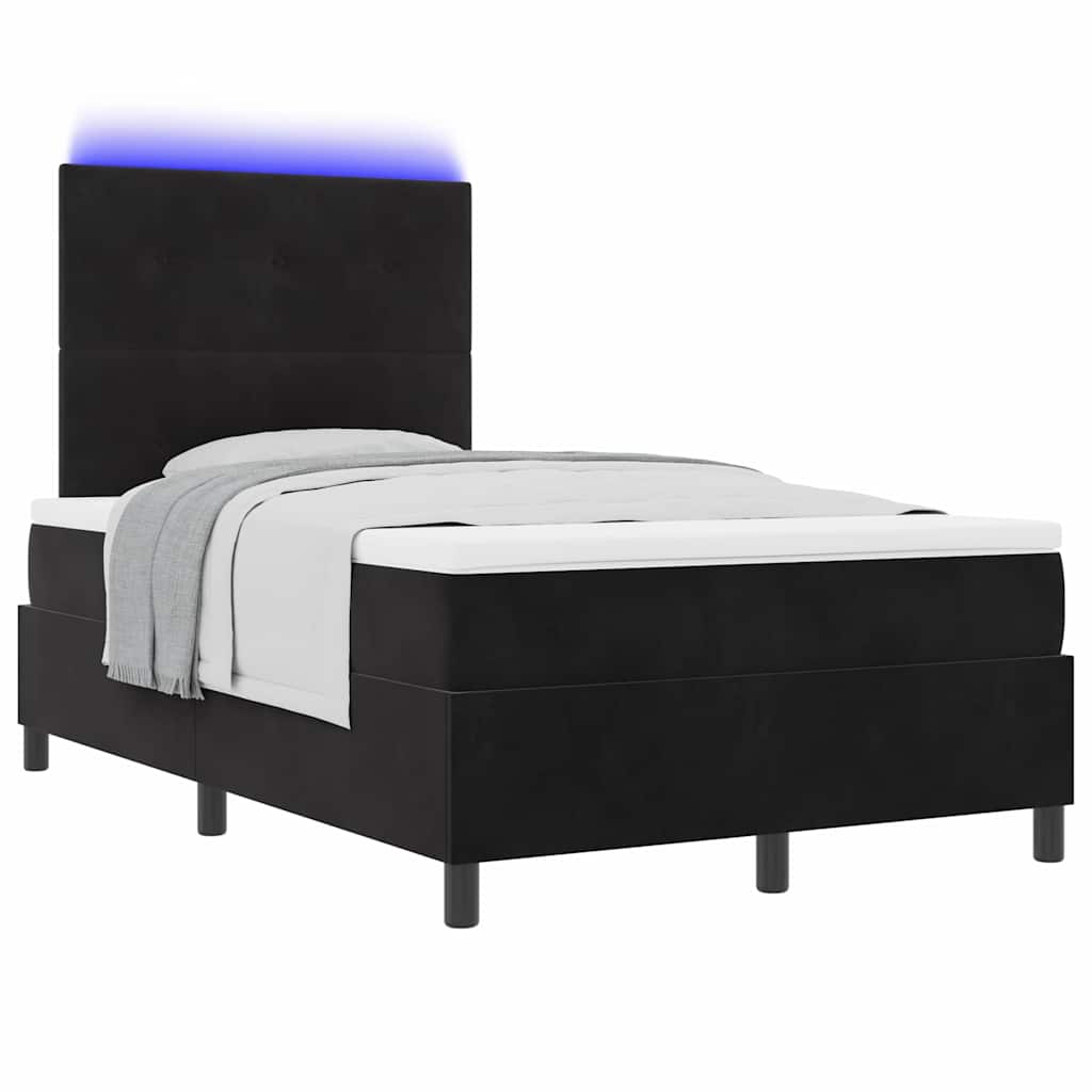 Lit à ressort LED avec tête de lit Noir 120 x 200 cm Velours - XIOS