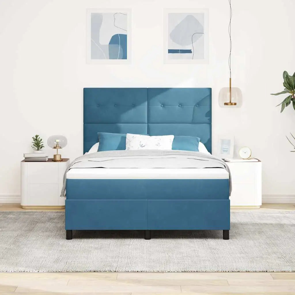 Lit à ressort LED Bleu foncé 140 x 190 cm Velours - XIOS