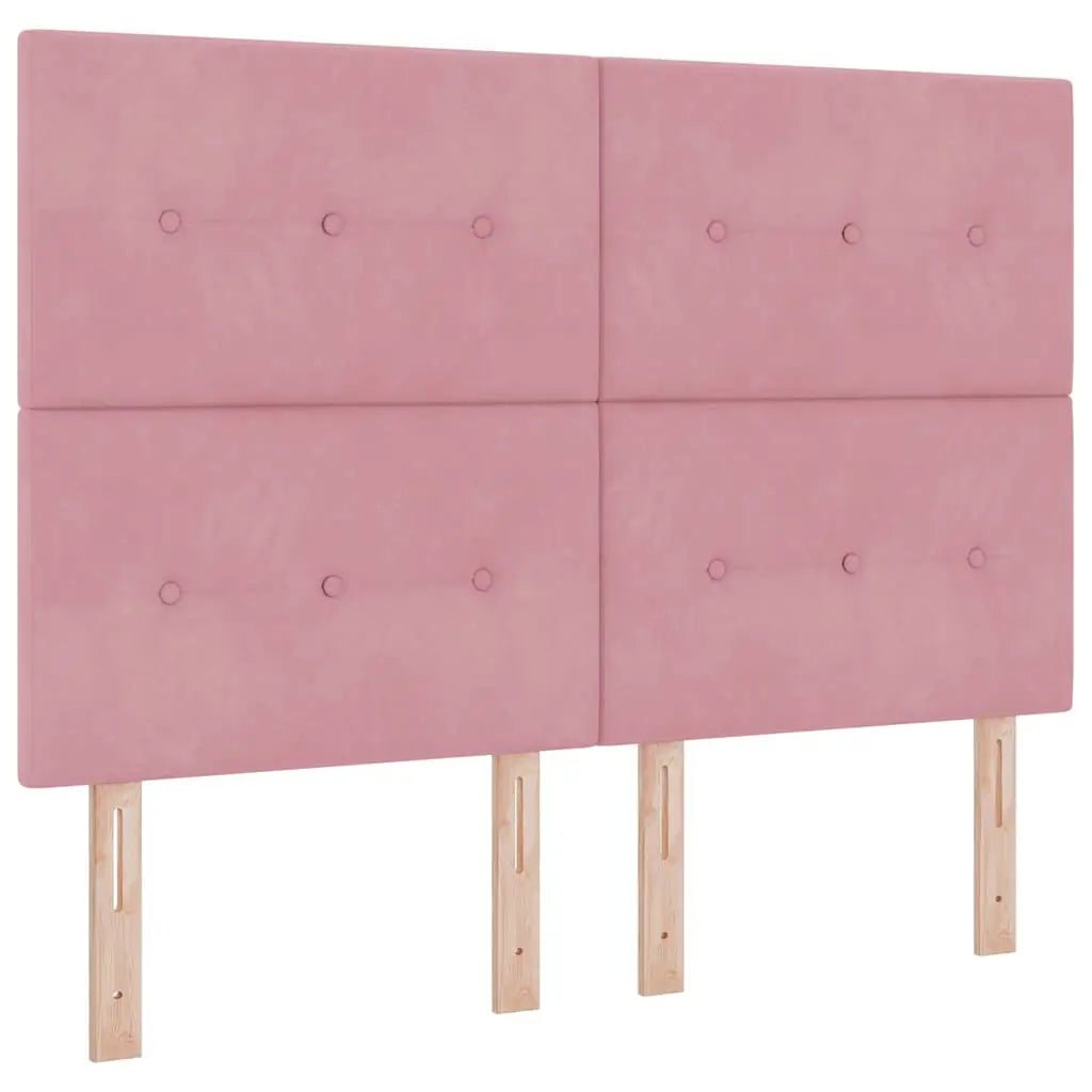 Lit à ressort LED avec tête de lit Rose 140 x 190 cm Velours - XIOS