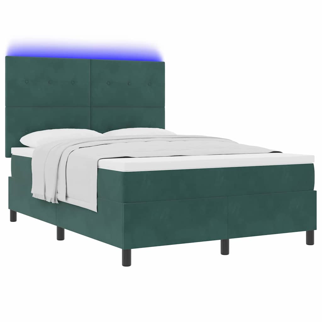 Lit à ressort LED avec matelas Vert foncé 160 x 200 cm tissu - XIOS
