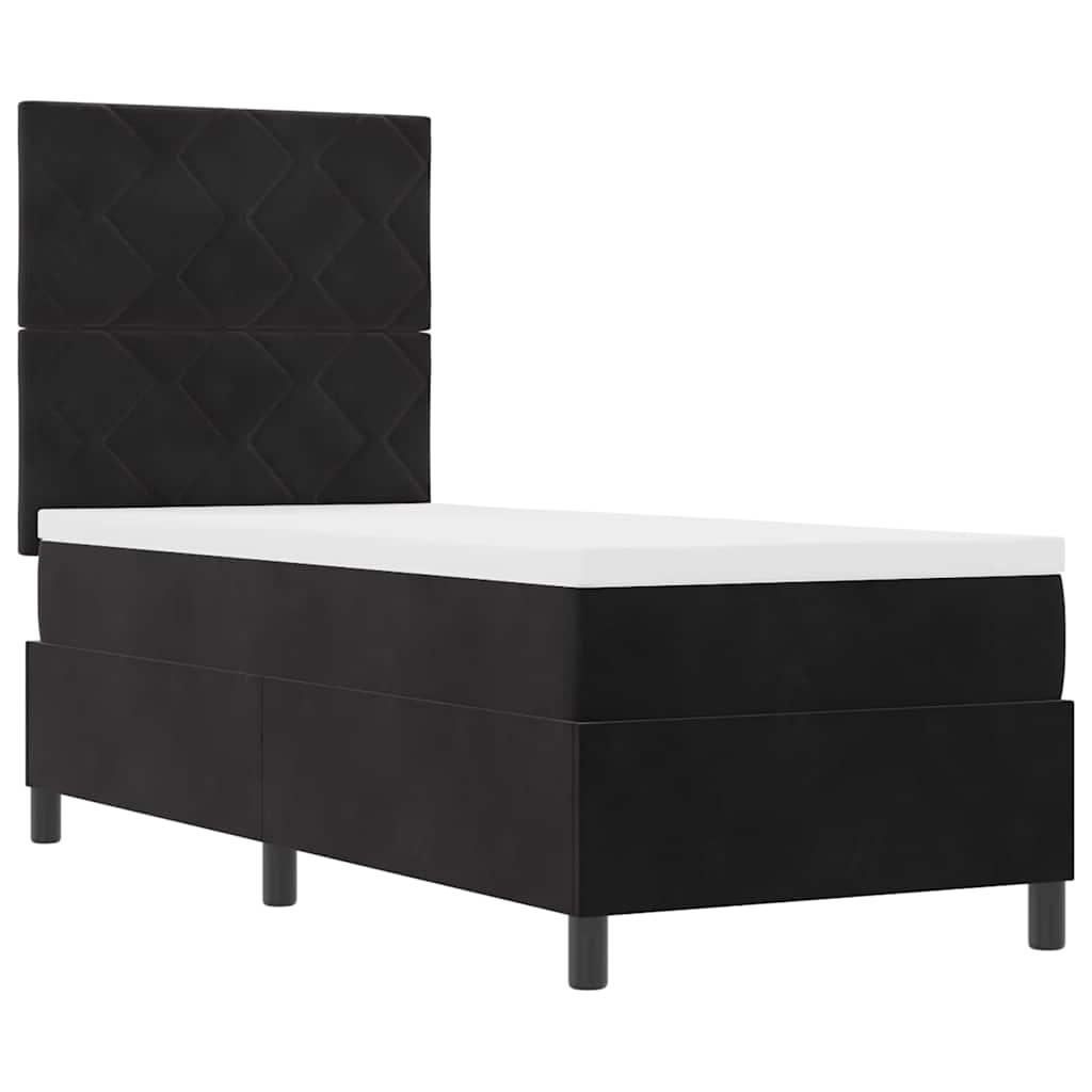 Lit à ressorts avec matelas Noir 80 x 200 cm Velours - XIOS