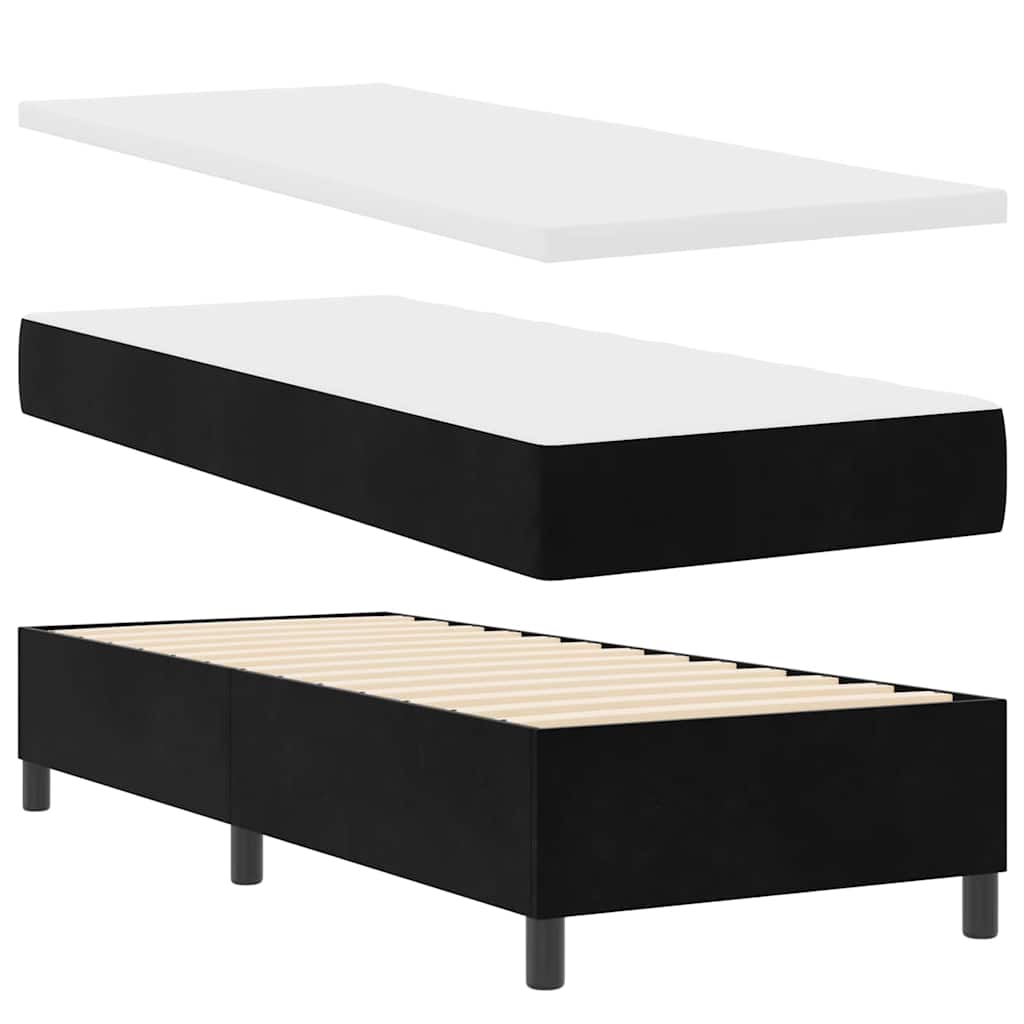 Lit à ressorts avec matelas Noir 80 x 200 cm Velours - XIOS