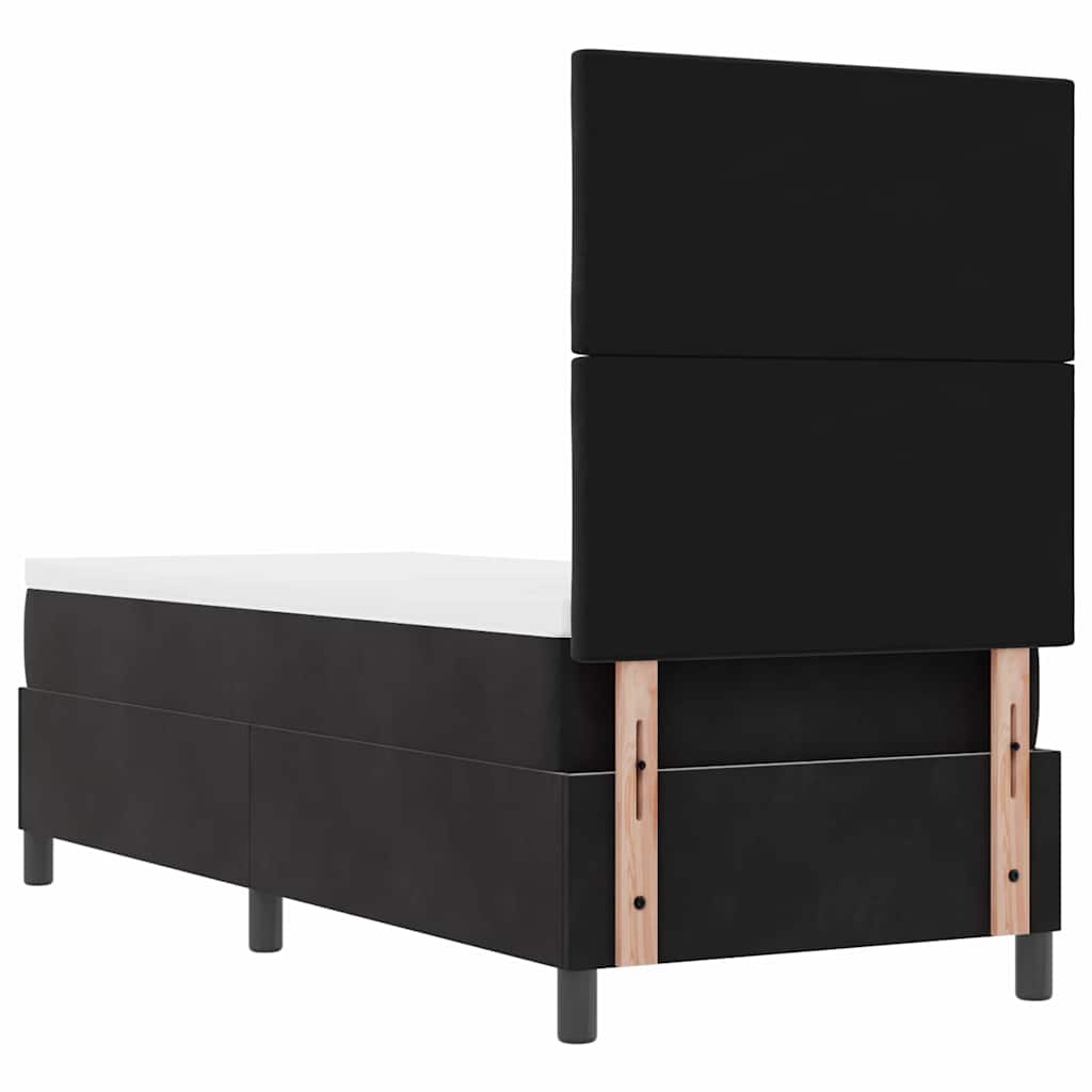 Lit à ressorts avec matelas Noir 80 x 200 cm Velours - XIOS