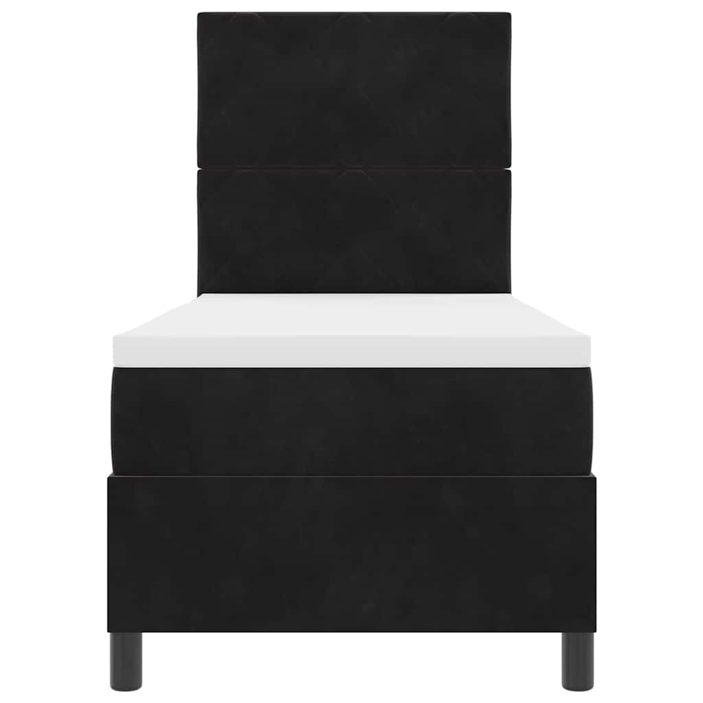 Lit à ressorts avec matelas Noir 80 x 200 cm Velours - XIOS